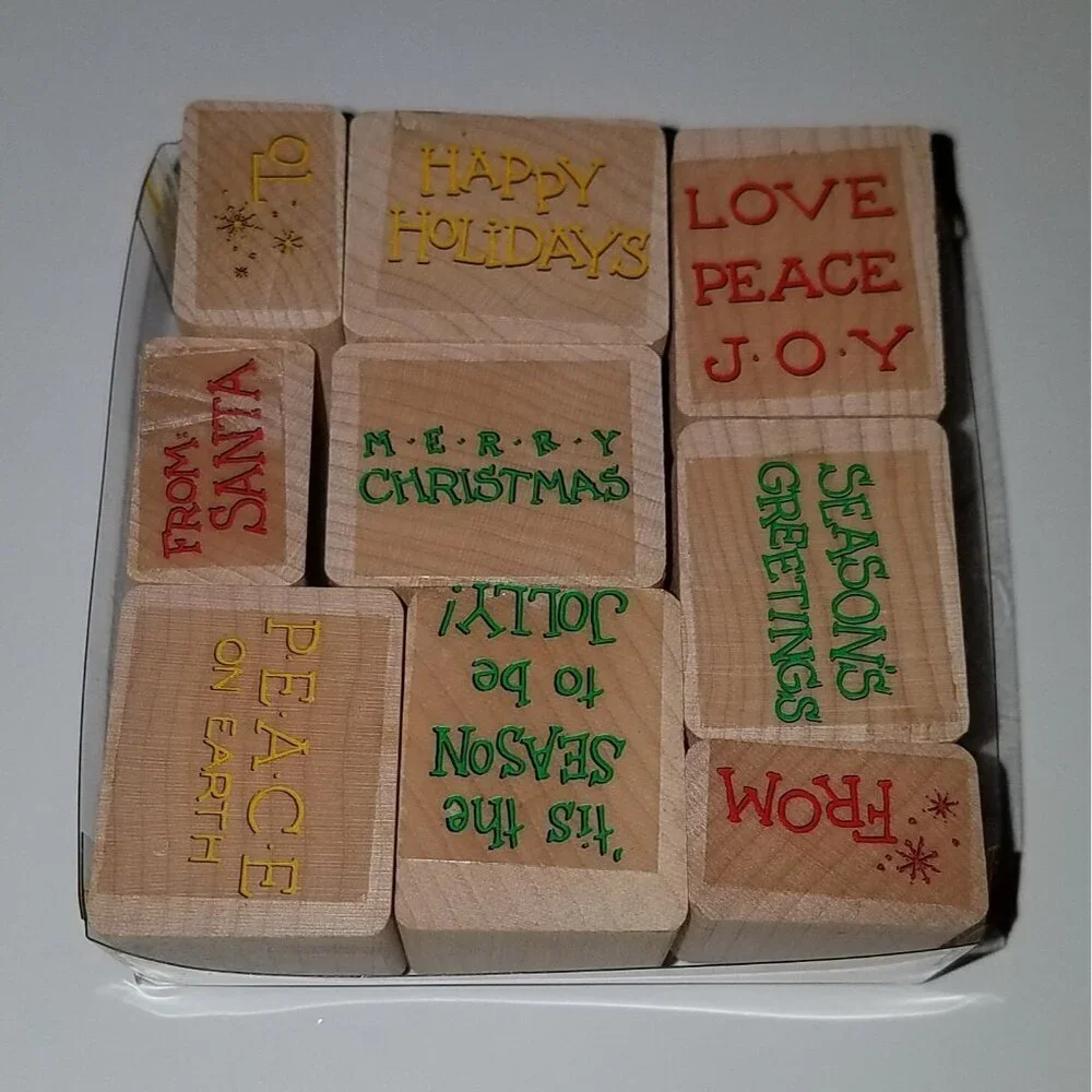 VTG Hero Arts Rubber Stamps Holiday Messages Season Santa Christmas